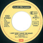 Cliff Richard – I Just Don't Have The Heart (45 RPM) 1989 Europe