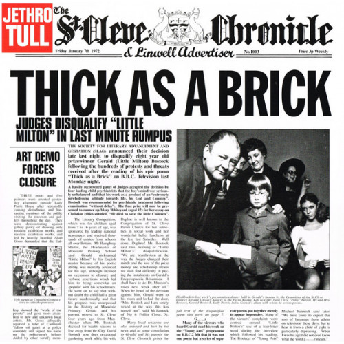 Jethro Tull – Thick As A Brick (LP, 24 Page Booklet, Steven Wilson Stereo Remix) 2015 Avrupa, SIFIR