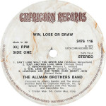 The Allman Brothers Band – Win, Lose Or Draw (Plak) 1975 UK 